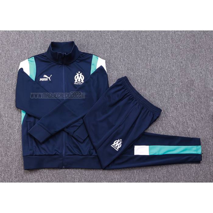 Tuta da Track de Giacca del Olympique Marsiglia 2023-2024 Blu Oscuro